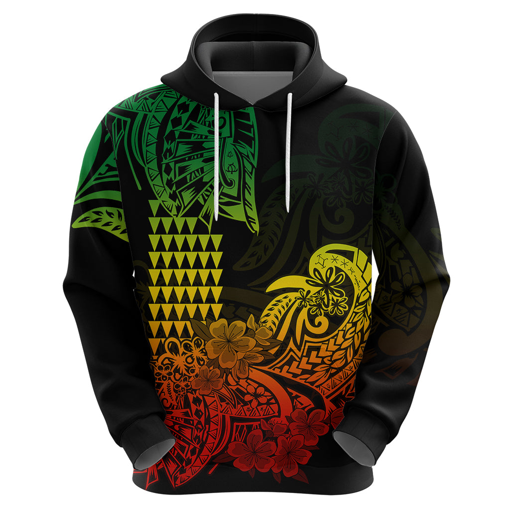 Hawaii Kakau Hoodie Polynesian Floral Tribal Reggae Version LT9 Zip Hoodie Reggae - Polynesian Pride