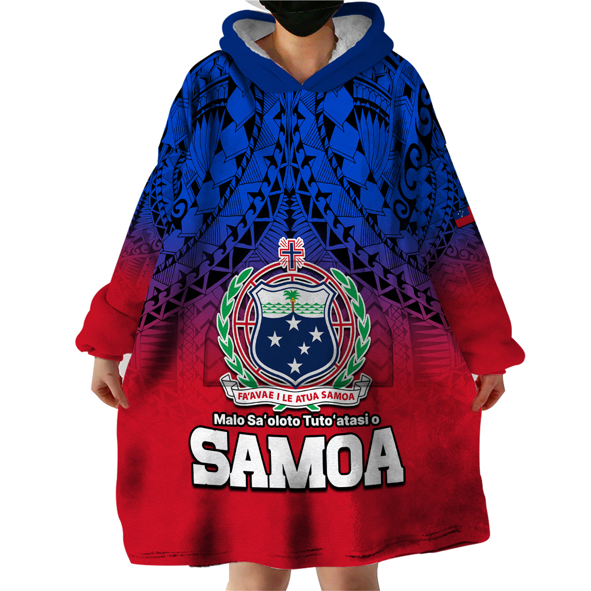 Polynesian Independent State of Samoa Gradient Wearable Blanket Hoodie LT9 - Polynesian Pride