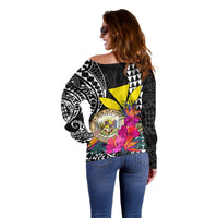 Kakau Tribal Hawaiian Kanaka Maoli Off Shoulder Sweater LT9 - Polynesian Pride