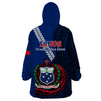 Samoa Wearable Blanket Hoodie Happy Independence Day Samoan Blue Pattern LT14 - Polynesian Pride