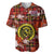 Hawaii State Baseball Jersey Tropical Flowers Mix Tartan Red Version LT14 - Polynesian Pride