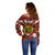 Hawaii State Off Shoulder Sweater Tropical Flowers Mix Tartan Red Version LT14 - Polynesian Pride