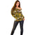 (Custom Personalised) Hawaii State Off Shoulder Sweater Tropical Flowers Mix Tartan Gold Version LT14 - Polynesian Pride