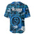 Hawaii State Baseball Jersey Tropical Flowers Mix Tartan Blue Version LT14 - Polynesian Pride