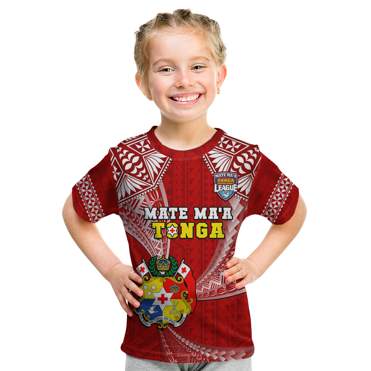 Tonga Rugby Kid T Shirt Mate Maa Tonga Pacific Tongan Ngatu LT14 Youth XL Size14 - Polynesian Pride