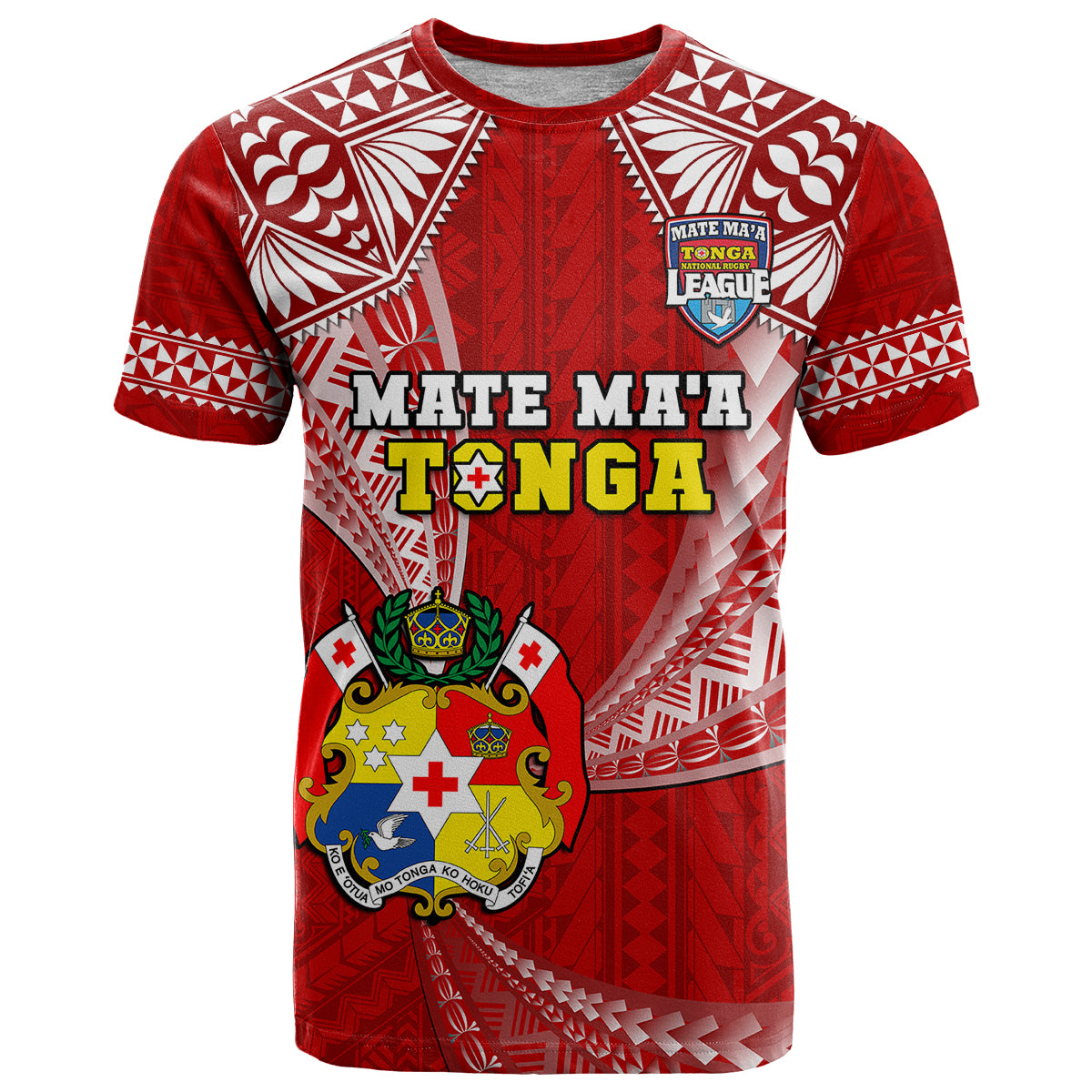 Tonga Rugby T Shirt Mate Maa Tonga Pacific Tongan Ngatu LT14 Red - Polynesian Pride