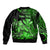 (Custom Personalised) Hawaii Monk Seal Sleeve Zip Bomber Jacket Polynesian Kakau With Kanaka Green LT14 - Polynesian Pride