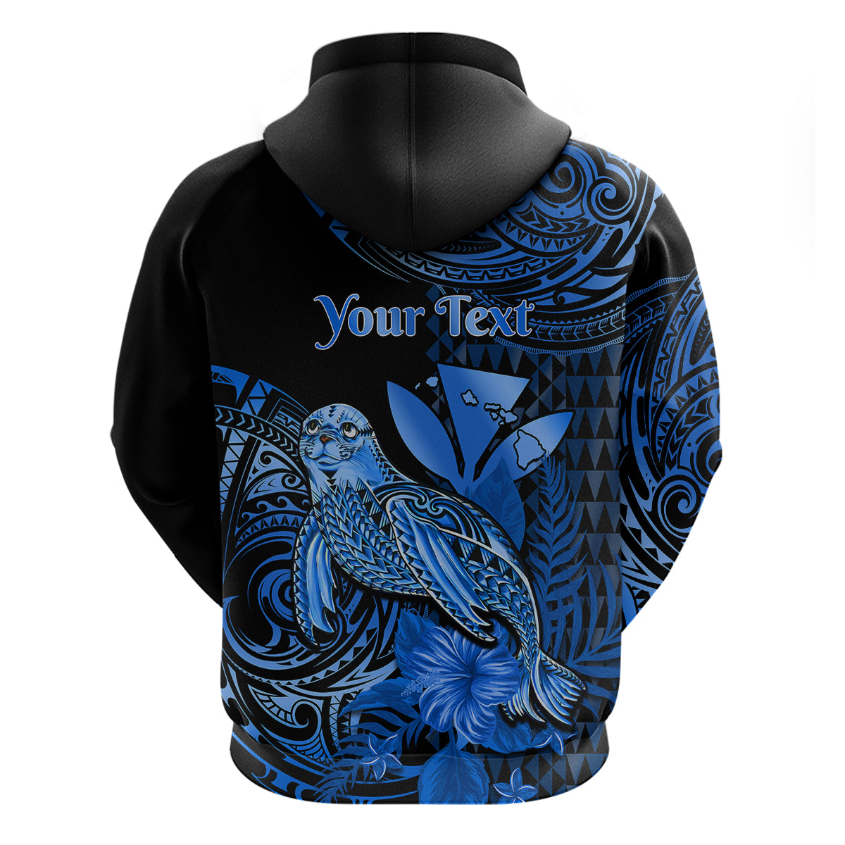 Custom Hawaii Monk Seal Hoodie Polynesian Kakau With Kanaka Blue LT14 - Polynesian Pride