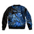 (Custom Personalised) Hawaii Monk Seal Sleeve Zip Bomber Jacket Polynesian Kakau With Kanaka Blue LT14 - Polynesian Pride