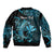 (Custom Personalised) Hawaii Hammerhead Shark Sleeve Zip Bomber Jacket Polynesian Kakau With Kanaka Turquoise LT14 - Polynesian Pride