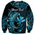 (Custom Personalised) Hawaii Hammerhead Shark Sweatshirt Polynesian Kakau With Kanaka Turquoise LT14 - Polynesian Pride