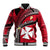 Wallis And Futuna Baseball Jacket Plumeria Flowers With Red Polynesian Pattern LT14 - Polynesian Pride