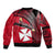 Wallis And Futuna Bomber Jacket Plumeria Flowers With Red Polynesian Pattern LT14 - Polynesian Pride