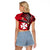 Wallis And Futuna Raglan Cropped T Shirt Plumeria Flowers With Red Polynesian Pattern LT14 - Polynesian Pride