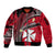 Wallis And Futuna Sleeve Zip Bomber Jacket Plumeria Flowers With Red Polynesian Pattern LT14 - Polynesian Pride