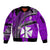 (Custom Personalised) Wallis And Futuna Sleeve Zip Bomber Jacket Plumeria Flowers With Purple Polynesian Pattern LT14 - Polynesian Pride