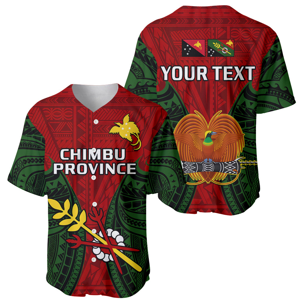 (Custom Personalised) Papua New Guinea Baseball Jersey Chimbu Province Mix Coat Of Arms Polynesian Art LT14 Red - Polynesian Pride