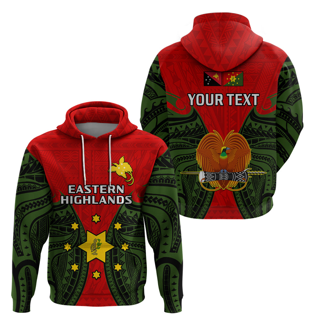 Custom Papua New Guinea Hoodie Eastern Highlands Province Mix Coat of Arms Polynesian Art LT14 Pullover Hoodie Red - Polynesian Pride