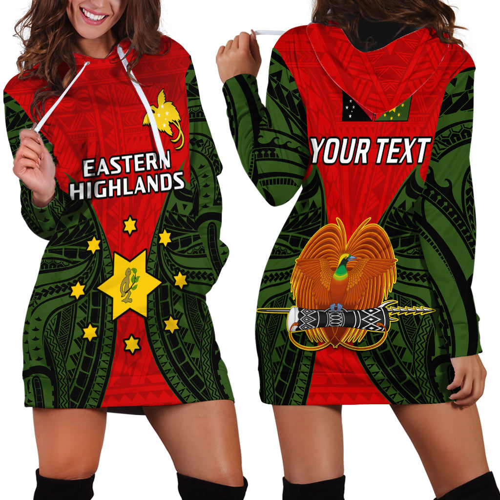 (Custom Personalised) Papua New Guinea Hoodie Dress Eastern Highlands Province Mix Coat Of Arms Polynesian Art LT14 Red - Polynesian Pride