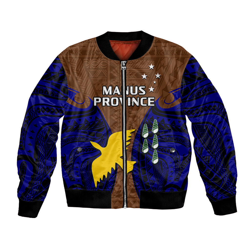 (Custom Personalised) Papua New Guinea Bomber Jacket Manus Province Mix Coat Of Arms Polynesian Art LT14 Unisex Brown - Polynesian Pride