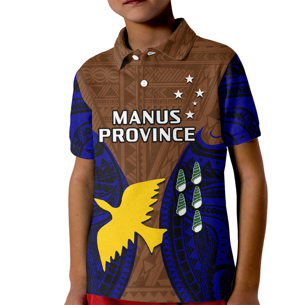 (Custom Personalised) Papua New Guinea Kid Polo Shirt Manus Province Mix Coat Of Arms Polynesian Art LT14 Kid Brown - Polynesian Pride