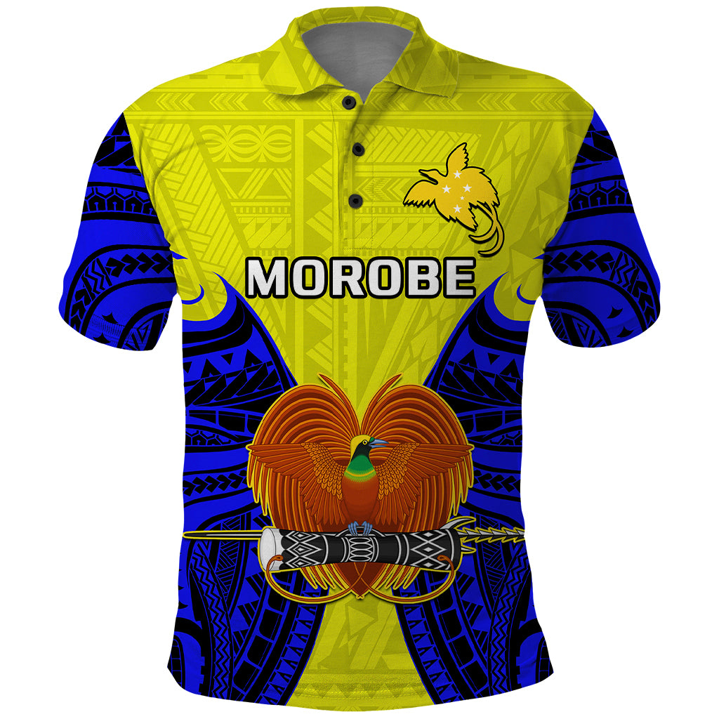 Papua New Guinea Polo Shirt Morobe Province Mix Coat Of Arms Polynesian Art LT14 Yellow - Polynesian Pride