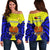 (Custom Personalised) Papua New Guinea Off Shoulder Sweater Morobe Province Mix Coat Of Arms Polynesian Art LT14 Women Yellow - Polynesian Pride