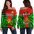 (Custom Personalised) Papua New Guinea Off Shoulder Sweater Southern Highlands Province Mix Coat Of Arms Polynesian Art LT14 Women Red - Polynesian Pride