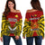 (Custom Personalised) Papua New Guinea Off Shoulder Sweater Western Province Mix Coat Of Arms Polynesian Art LT14 Women Red - Polynesian Pride