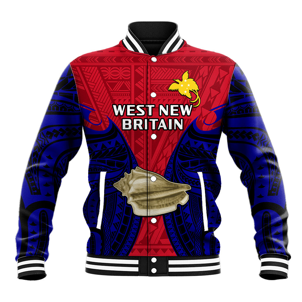 (Custom Personalised) Papua New Guinea Baseball Jacket West New Britain Province Mix Coat Of Arms Polynesian Art LT14 Unisex Red - Polynesian Pride