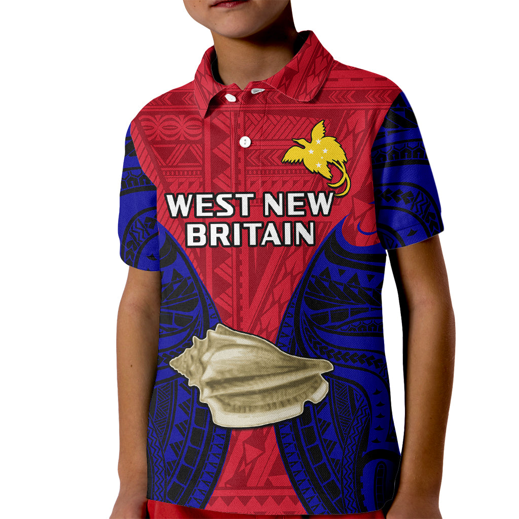 (Custom Personalised) Papua New Guinea Kid Polo Shirt West New Britain Province Mix Coat Of Arms Polynesian Art LT14 Kid Red - Polynesian Pride