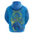 Custom Palau Hoodie Hibiscus Turtle Mix Coat of Arms Blue Version LT14 - Polynesian Pride