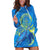 (Custom Personalised) Palau Hoodie Dress Hibiscus Turtle Mix Coat Of Arms Blue Version LT14 - Polynesian Pride