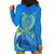 (Custom Personalised) Palau Hoodie Dress Hibiscus Turtle Mix Coat Of Arms Blue Version LT14 - Polynesian Pride