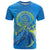 Custom Palau T Shirt Hibiscus Turtle Mix Coat of Arms Blue Version LT14 Blue - Polynesian Pride