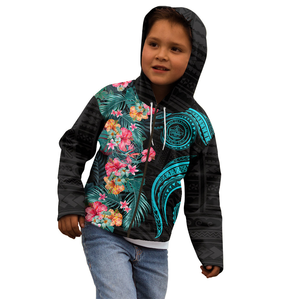 Palau Kid Hoodie Tropical Flowers With Polynesian Pattern LT14 - Polynesian Pride
