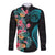 Palau Long Sleeve Button Shirt Tropical Flowers With Polynesian Pattern LT14 Unisex Black - Polynesian Pride