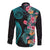 Palau Long Sleeve Button Shirt Tropical Flowers With Polynesian Pattern LT14 - Polynesian Pride