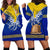 Tokelau Hoodie Dress Tokelauan Tatau Plumeria Special Style LT14 Blue - Polynesian Pride