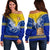 Tokelau Off Shoulder Sweater Tokelauan Tatau Plumeria Special Style LT14 Women Blue - Polynesian Pride