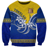 Personalised Tokelau Sweatshirt Tokelauan Tatau Plumeria Special Style LT14 Unisex Blue - Polynesian Pride
