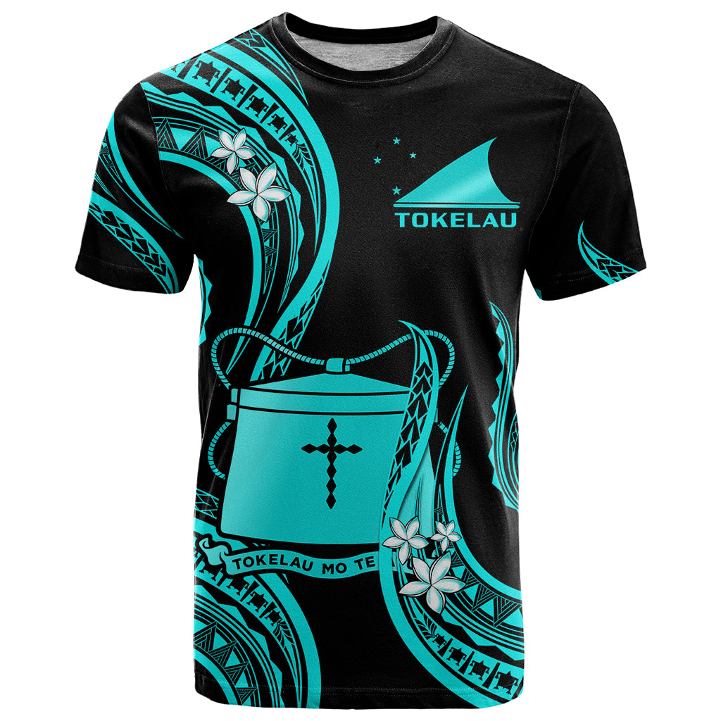 Tokelau T Shirt Tokelauan Tatau With Badge Light Turquoise LT14 Turquoise - Polynesian Pride