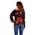 Tokelau Off Shoulder Sweater Tokelauan Tatau With Badge Red LT14 - Polynesian Pride