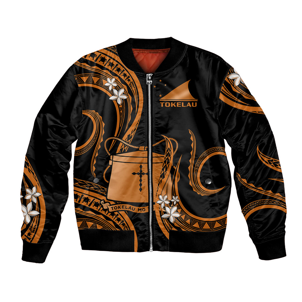 Tokelau Bomber Jacket Tokelauan Tatau With Badge Gold LT14 Unisex Gold - Polynesian Pride