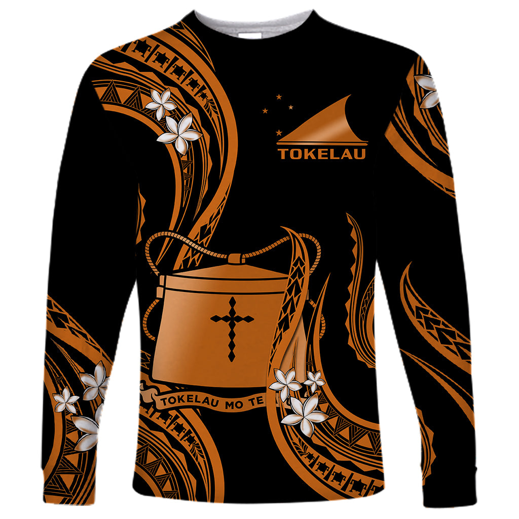 Tokelau Long Sleeve Shirt Tokelauan Tatau With Badge Gold LT14 Unisex Gold - Polynesian Pride