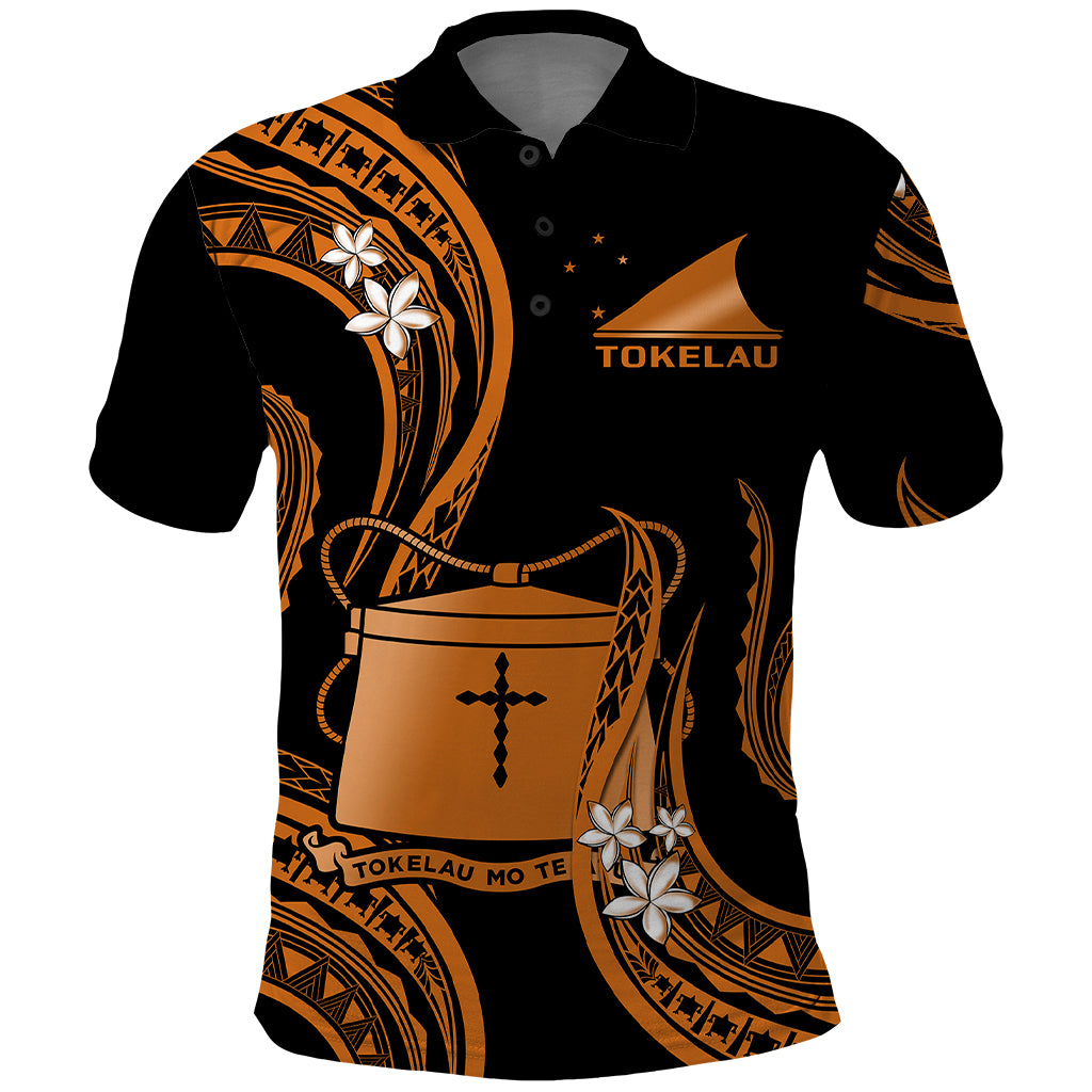 Tokelau Polo Shirt Tokelauan Tatau With Badge Gold LT14 Gold - Polynesian Pride