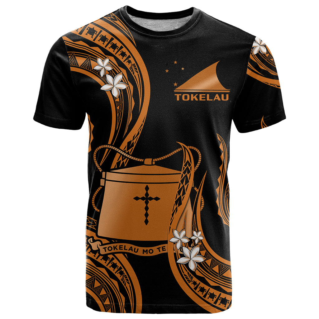 Tokelau T Shirt Tokelauan Tatau With Badge Gold LT14 Gold - Polynesian Pride