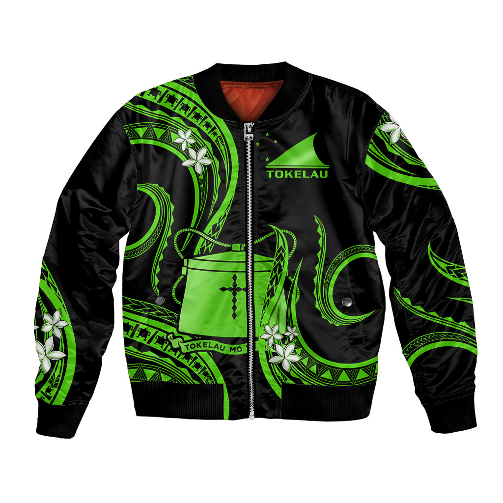 Tokelau Bomber Jacket Tokelauan Tatau With Badge Green LT14 Unisex Green - Polynesian Pride