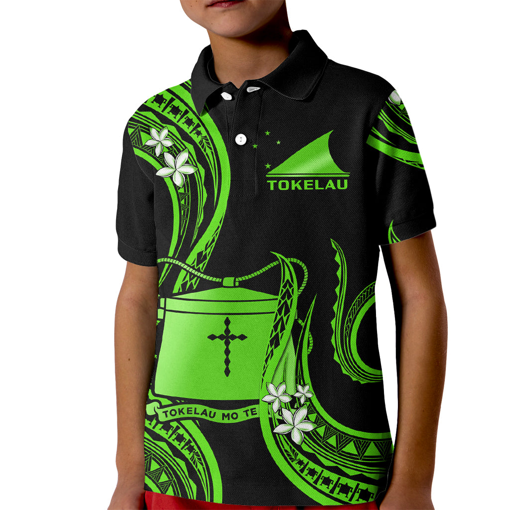 Tokelau Kid Polo Shirt Tokelauan Tatau With Badge Green LT14 Kid Green - Polynesian Pride