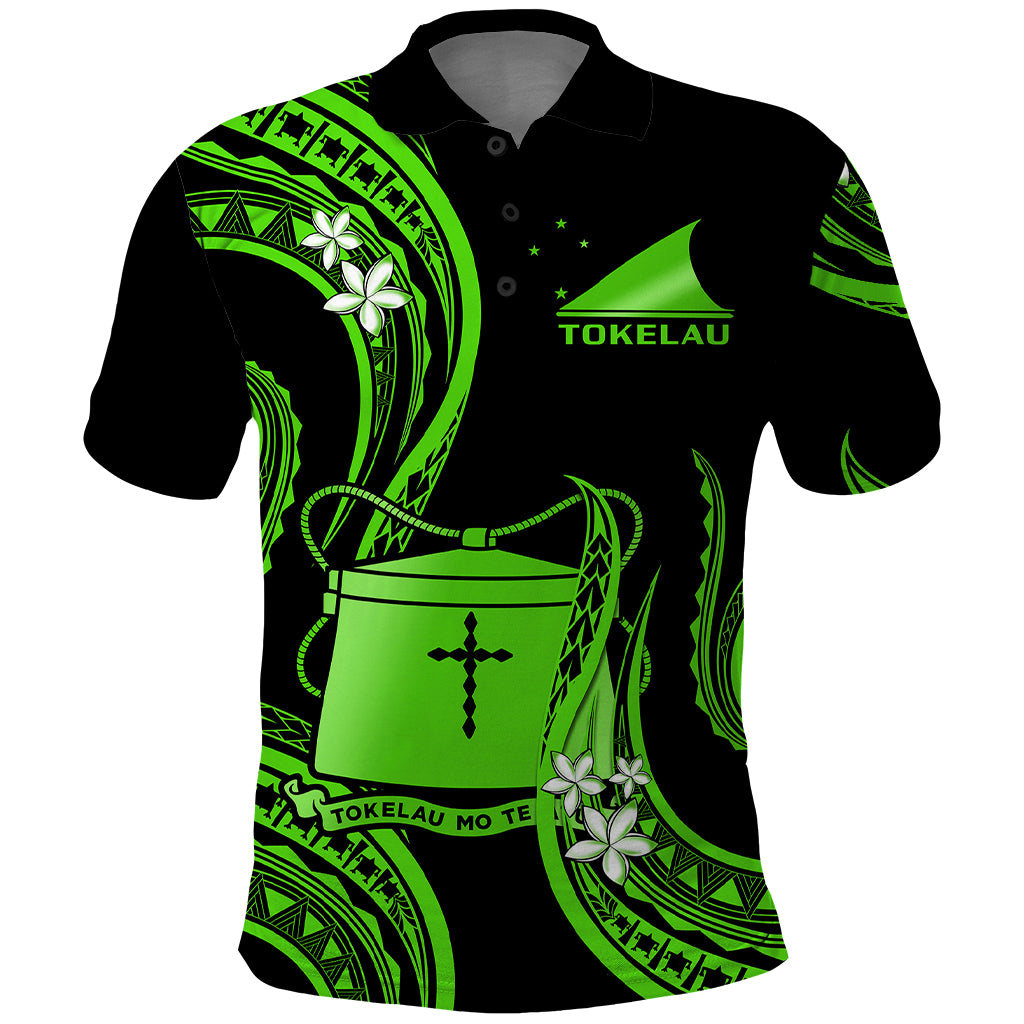 Tokelau Polo Shirt Tokelauan Tatau With Badge Green LT14 Green - Polynesian Pride